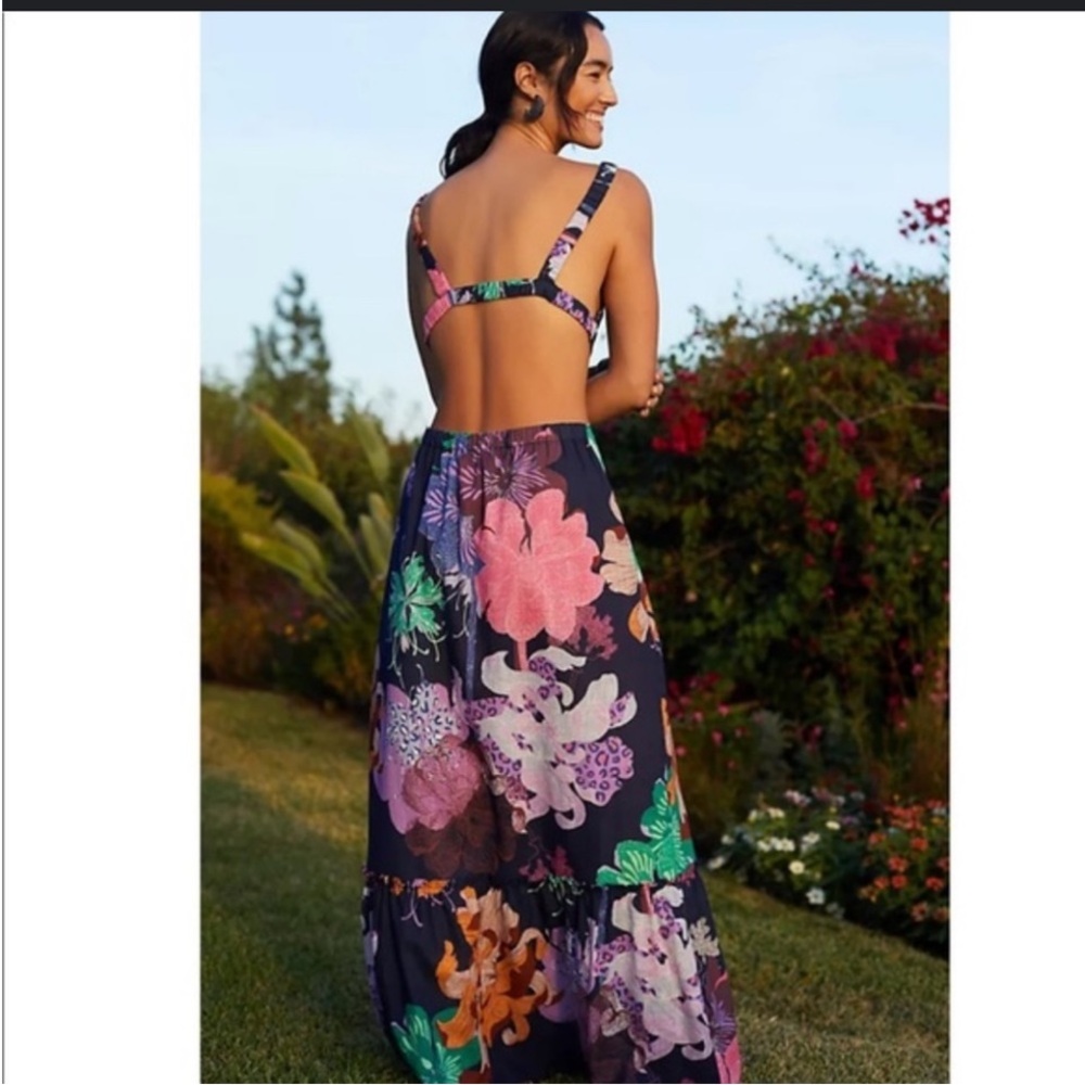 Anthropologie Maeve Open Back Floral Maxi Dress. Plus Size
